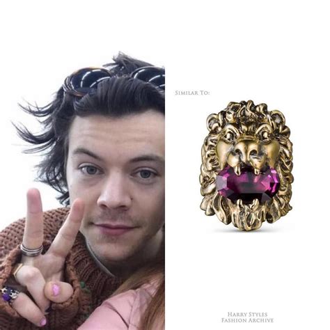 gucci lion head aged metal ring|harry styles gucci lion ring.